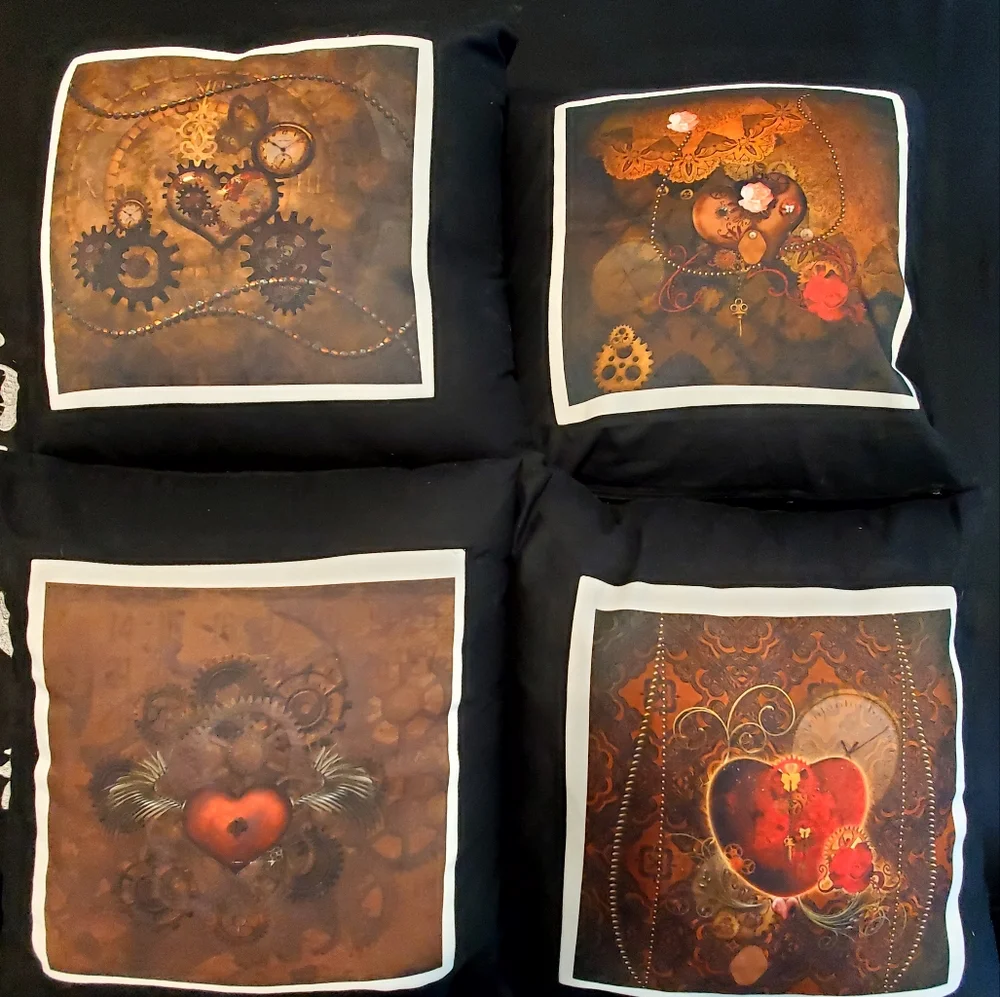 Steampunk Decorative Pillows Set Of 4